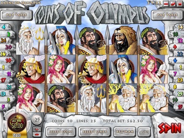 Coins of Olympus Slot Game Reels