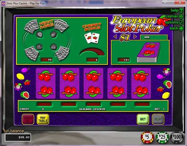 Screenshot of European Slot Poker by RealTime Gaming