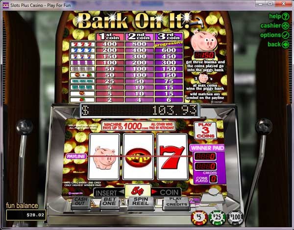 Screenshot of Bank On It Progressive Slots by RealTime Gaming