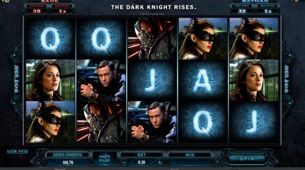 The Dark Knight Rises Slot Game Reels