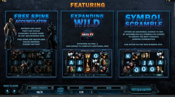 The Dark Knight Rises Slot Features