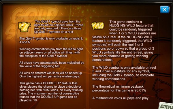 Gold Slam Slots Features
