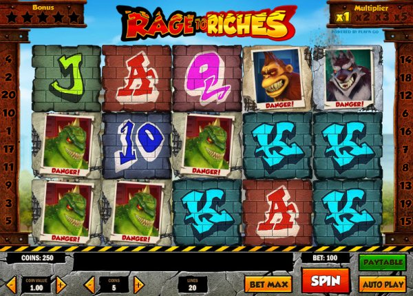 Rage to Riches Slot Game Reels