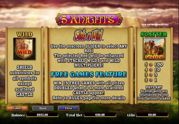 5 Knights Slot Slide-a-Wild Feature