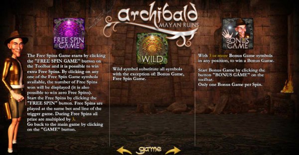 Archibald Mayan Ruins Slot Game Features