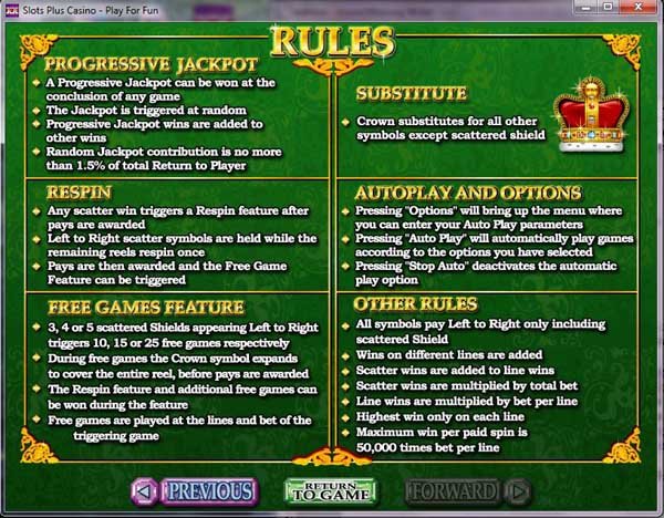 Rules of Realm of Riches Slots by RealTime Gaming