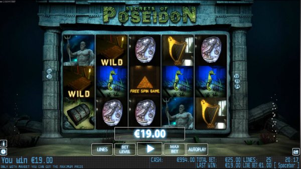 Secrets of Poseidon Slot Game Reels