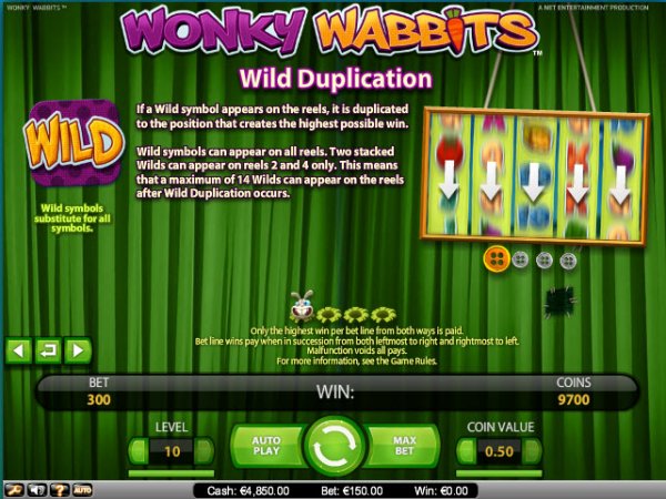 Wonky Wabbits Slot Wild Duplication Feature