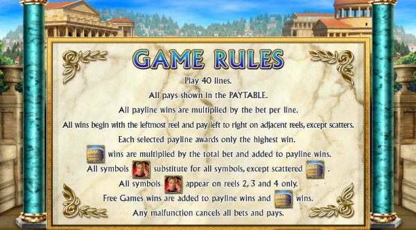 Golden Rome Slot Game Rules