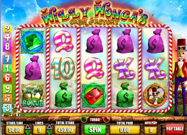Willie Wonga's Cash Factory Slot Game Reels