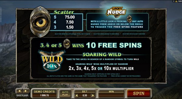 Untamed Crowned Eagle Slot Pay Table