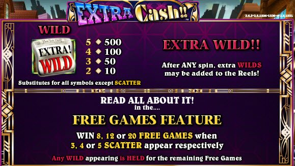 Extra Cash Slot Extra Wilds & Free Games Features