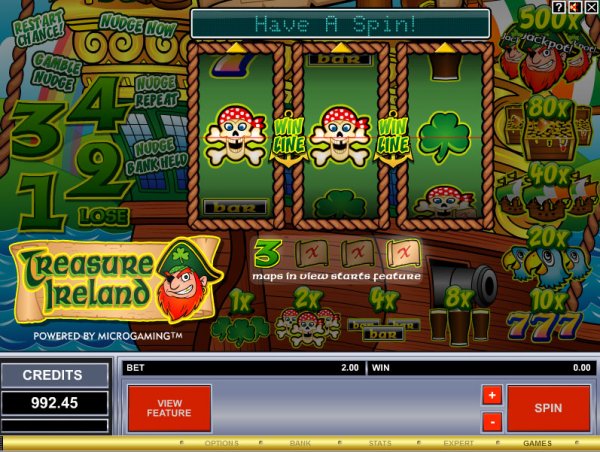 Screenshot of the Treasure Ireland reels by Microgaming