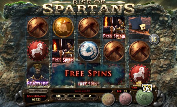 Rise of Spartans Slot Game Reels