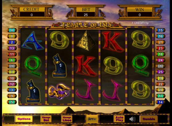 Temple of Isis Slot Game Reels