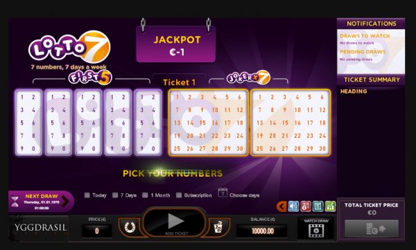 Lotto 7   Daily Lottery Game Ticket