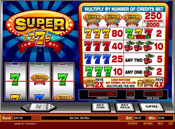 Screenshot of Super 7's Slots from Parlay Entertainment.