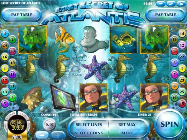 Lost Secret of Atlantis Slot Game Reels