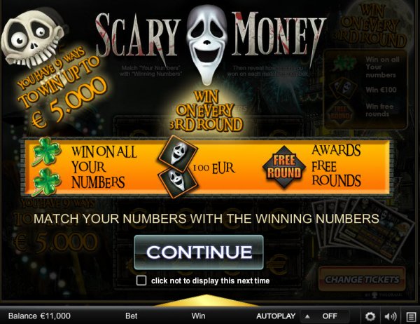 Scary Money Video Scratch Card