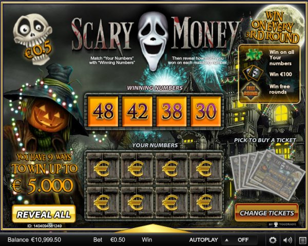 Scary Money Video Scratch Card Game