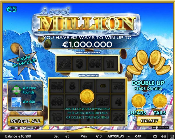 A Cool Million Video Scratch Card Double Up