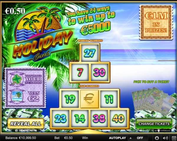 Holiday Cash Video Scratch Card Game