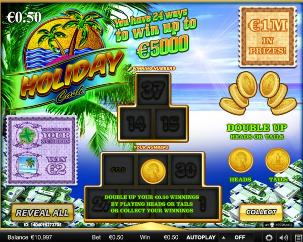 Holiday Cash Video Scratch Card Double Up