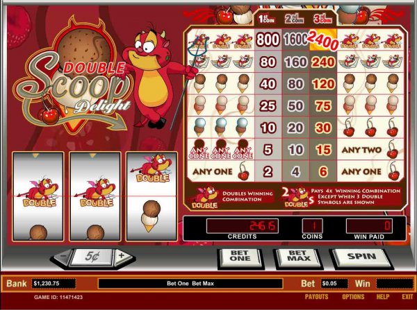 Screenshot of Double Scoop Delight Slots from Parlay Entertainment.