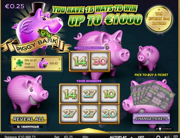 Piggy Bank Video Scratch Card Game