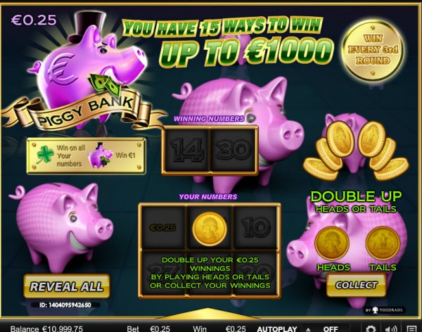 Piggy Bank Video Scratch Card Double Up