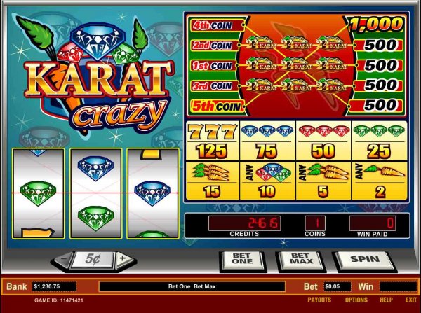 Screenshot of Karat Crazy Slots from Parlay Entertainment.