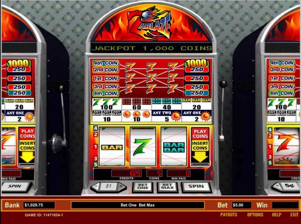 Screenshot of 7's Ablaze Slots from Parlay Entertainment.