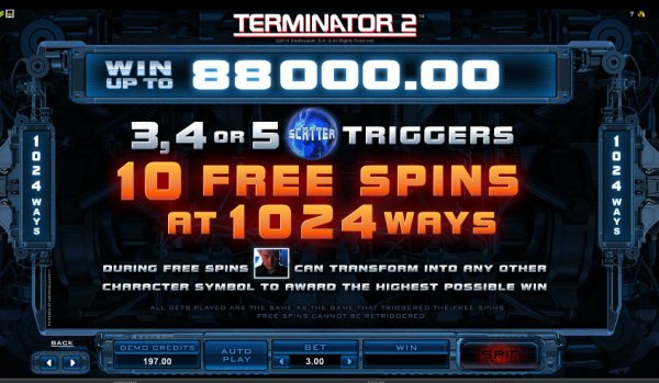 Terminator 2 Slot Free Spins