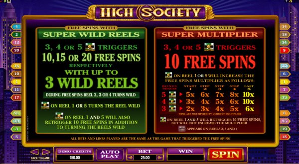 High Society Slot More Features