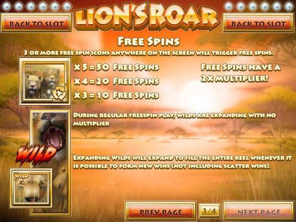 Lion's Roar Slot Free Spins
