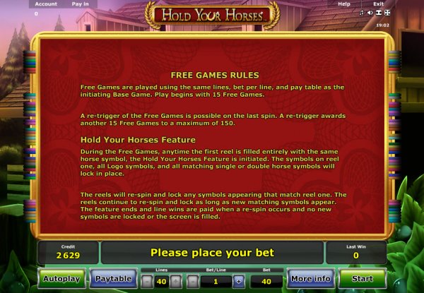 Hold Your Horses Slot Game Features