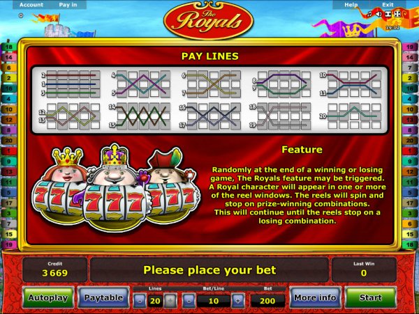 The Royals Slot Feature Game
