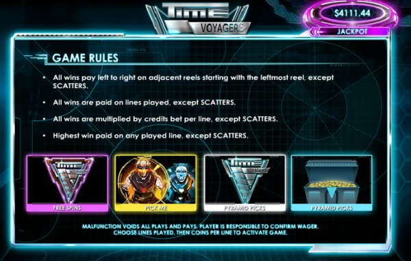 Time Voyagers Progressive Slot Game Rules