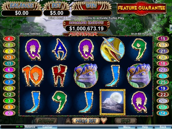 Megasaur Progressive Jackpot Slot Game Reels