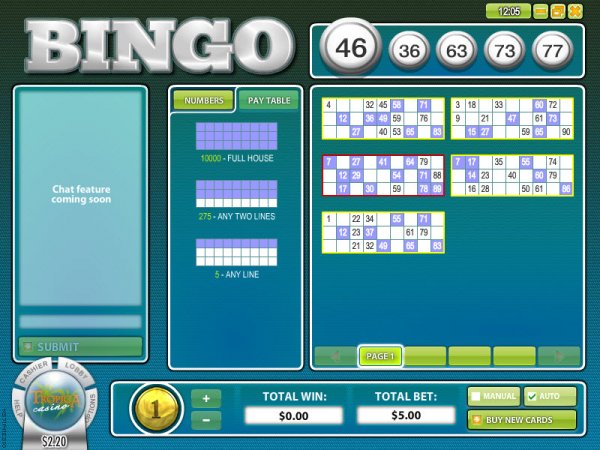 90 Ball Instant Bingo Game Screen