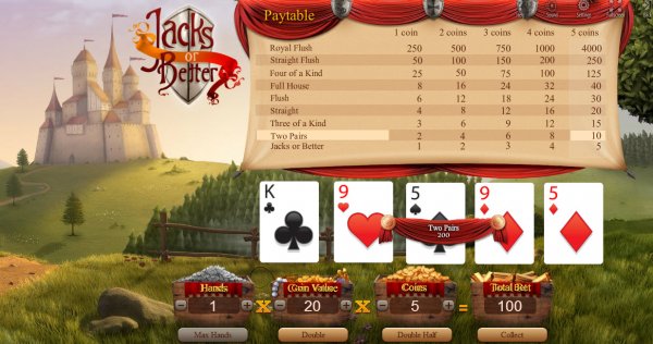 Jacks or Better Video Poker Game Win