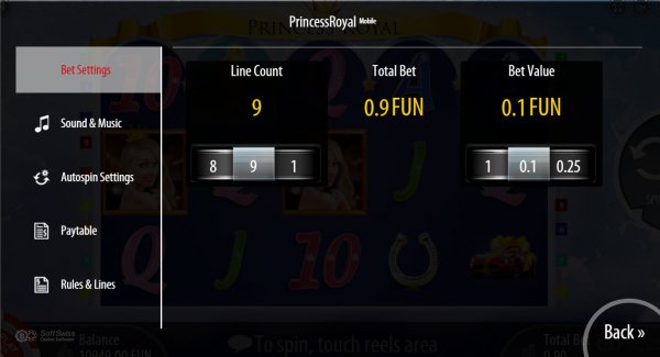 Princess Royal Slot Mobile Interface