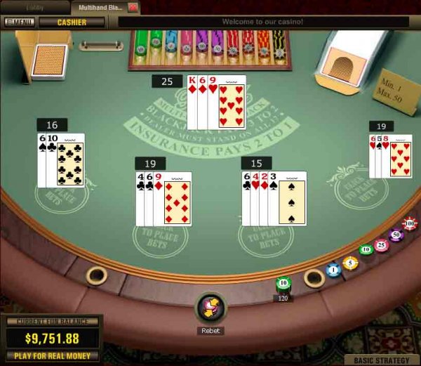 Screenshot of Multihand Blackjack from Top Game