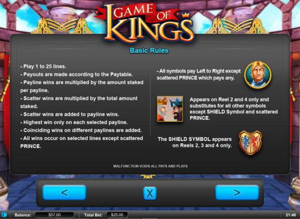 Game of Kings Slot Basic Rules