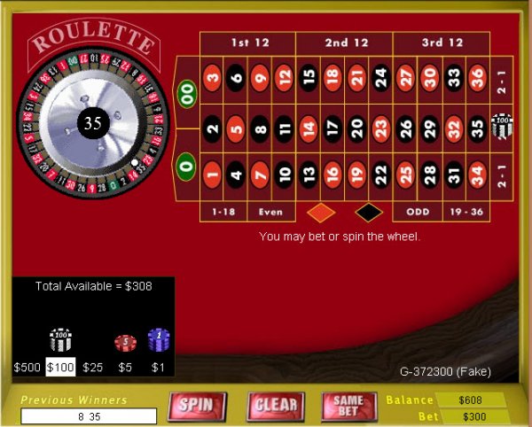 American Roulette Game Screen
