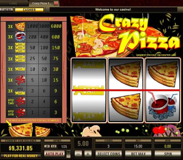 Screenshot of Crazy Pizza Slots from Top Game