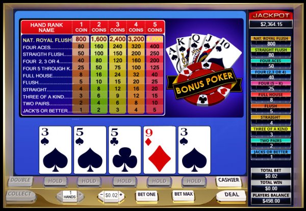 Cash Grab Bonus  Video Poker Game