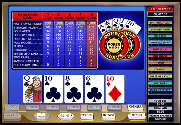 Cash Grab Double Bonus Video Poker Game