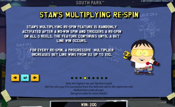 South Park Reel Chaos Slot Stan's Multiplying Respin