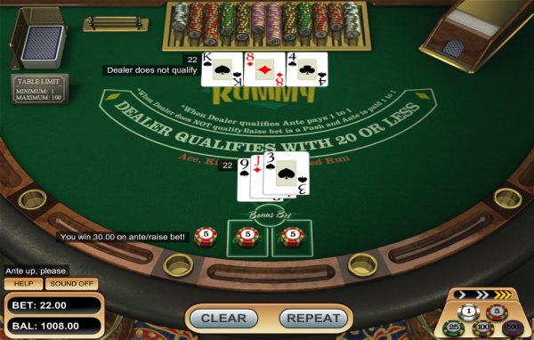 Three Card Rummy With Bonus Bet